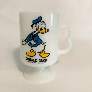 Vintage Donald Duck Walt Disney Milk Glass Coffee Tea Cup Mug Pedestal
