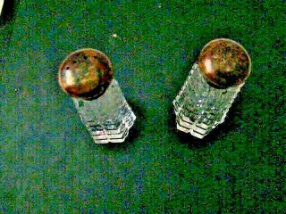 Vintage Salt And Pepper Shakers Clear Cut Crystal Silver Tops