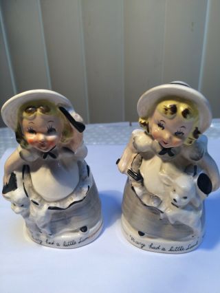 Vintage Relco Nursery Rhyme Mary Had A Little Lamb Salt And Pepper Shakers