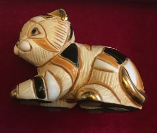 Artesania Rinconada Cat Kitten Figurine 1701 Gold Trim Uruguay