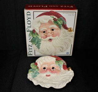 Santa Fitz & Floyd Classics Old Fashioned Christmas Canape Cookie Plate W/ Box