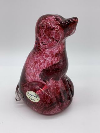 Vintage Wedgwood England Art Glass Dog Figurine Sculpture Paperweight Red 4.  5”