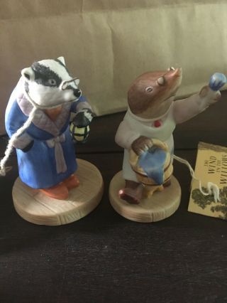 1980 Sigma Wind In The Willows Hand - Painted Bisque Porcelain Mole & Badger
