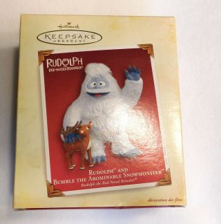 2005 Hallmark Rudolph And Bumble The Abominable Snowmonster Ornament - Red - Nosed