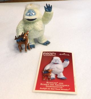 2005 Hallmark Rudolph and Bumble the Abominable Snowmonster Ornament - Red - Nosed 3