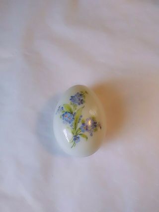 Limoges Porcelain 3 " Egg Shaped Trinket Box Forget Me Nots Gold Rim