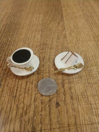 Vintage Napco Miniature Coffee & Slice Of Cake Salt & Pepper Set No Damage