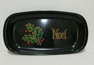 Vintage Mid Century Couroc Of Monterey Noel Inlaid Black Melaminetray Christmas