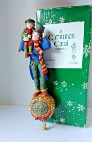 Dept 56 A Christmas Carol Ornament 8 " Bob Cratchit & Tiny Tim 1996