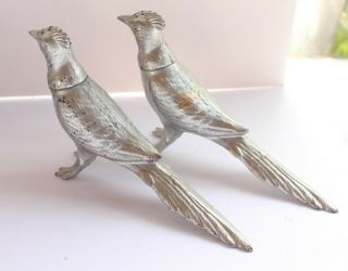 Vintage Silver Tone Pheasant Salt And Pepper Shakers