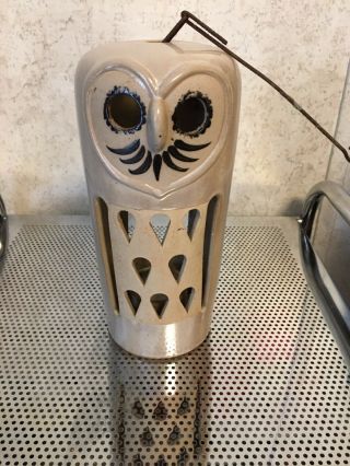 Ceramic/stoneware Vintage Owl Hanging Candle/votive Holder