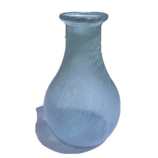 Light Aqua Blue Green Frosted Glass Vase 12”