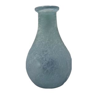 Light Aqua Blue Green Frosted Glass Vase 12” 2