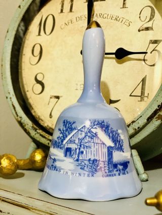 Vintage Currier & Ives “the Old Homestead In Winter”porcelain Bell