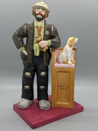 The Witness Stand - Flambro Emmett Kelly Jr.  Porcelain Clown Figure Handpainted