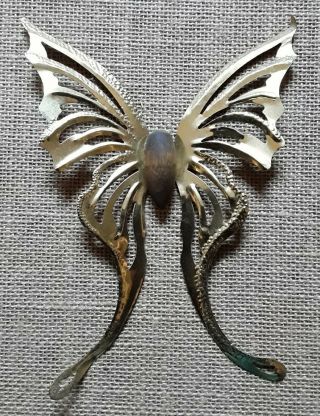 Vintage Brass and Wood Butterflies Wall Decor - Set of 3 2