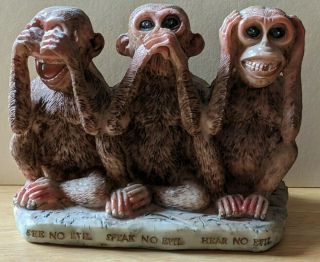 3 Monkeys - See No Evil,  Hear No Evil,  And Speak No Evil Figurine