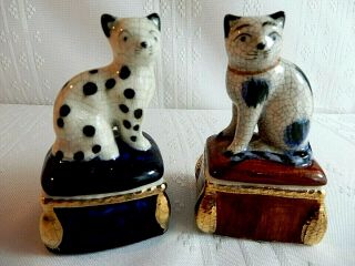 Fitz & Floyd Porcelain Cat Kitten On Pillow Jewelry Trinket Pill Box 1981 Damage