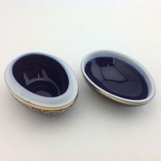 Limoges Blue and Gold Tone Porcelain Egg Shaped Trinket Box 3