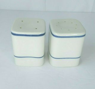 Vintage Williams Sonoma Grande Cuisine White Blue Porcelain Salt Pepper Shakers