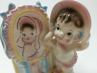 RARE Vintage 50 ' S NURSERY PLANTER Baby Girl Primping in Mirror Rubens 2