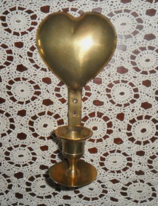 Pretty Brass Heart Shaped Wall Hanging Sconce Candle Holder