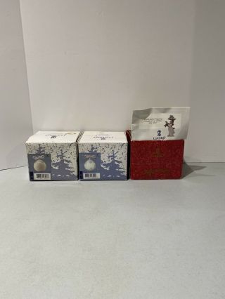 3 Vintage LLADRO 1995 97 & 98 Christmas Ornament Ball w/ Boxes 3