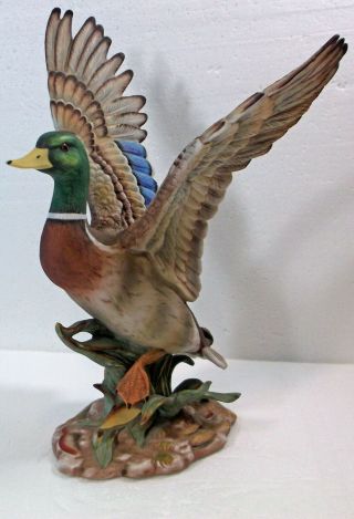 1984 Homco Masterpiece Porcelain " Mallard Duck " Taking Flight Figurine