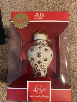 Lenox 2016 Annual Spire Ornament Gold & Ivory Egg Shell Pierced Christmas
