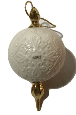 Vintage Lenox China Christmas First Annual Ornament 1982 Embossed Floral