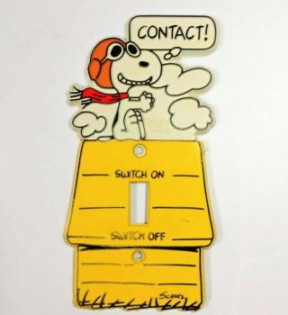 Vintage Snoopy Red Baron Flying Ace Dog House Light Switch Cover Hallmark 1965