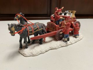 Dept 56 Christmas In The City - Fire Brigade Horse - Drawn Firemen Figures