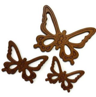 Vintage Wooden Butterfly Decorations Wall Hangings Set Of 3 Boho Decor Bohemian