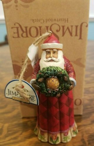 Jim Shore Santa With Pineapple Wreath Ornament 2011 W Box