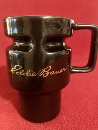 Eddie Bauer Black Ceramic Travel Coffee Cup Mug With Lid - 16 Oz