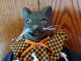 Dept 56 Split Leg Halloween Cat In Skeleton Costume Retired Collectible Folk Art