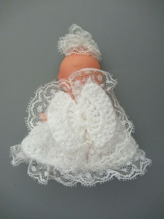 50 ' s Vintage Kewpie Angel Baby Doll White Crochet Dress Bloomer Lace Blue Eye 3 
