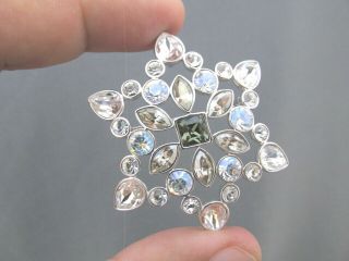 Swarovski Silver Tone Crystal Winter Snowflake Pin Brooch Pendant Combo