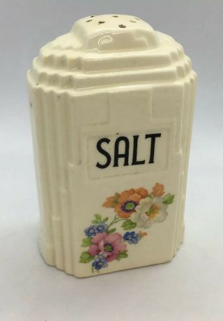 Vintage Art Deco Period Ceramic Salt Shaker Large 4 - 1/2”x3”x2”