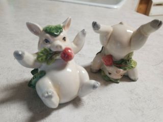 Fitz And Floyd Classics French Market Tumbling Pigs 2 Piece Set Figurines