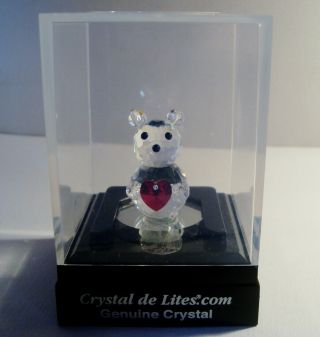 Crystal Teddy Bear Figurine With Red Heart By Crystal De Lites By Manon N Y