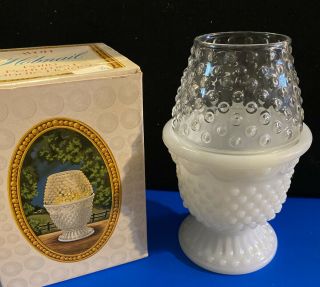 Vintage Avon Hobnail Glass Patio Fairy Lamp Candle Holder With Candle