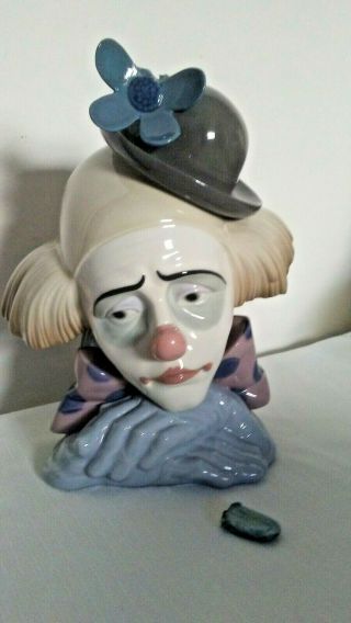 Lladro Porcelain Spain Pensive Clown Bust Figurine 5130 - For Repair Ugh