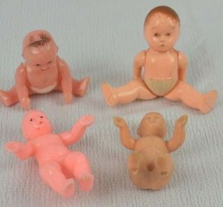 Miniature Dolls For Dollhouse Baby Doll Set Of 4 Plastic Rubber Not Marked