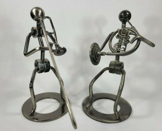 2 6 " Metal Sculpture Handmade Musician Figurines Nuts Bolts Horn Trombone Jazz