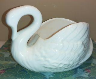 Vintage Ceramic Swan Planter Vase White Planters N Things White Bird Succulents 2