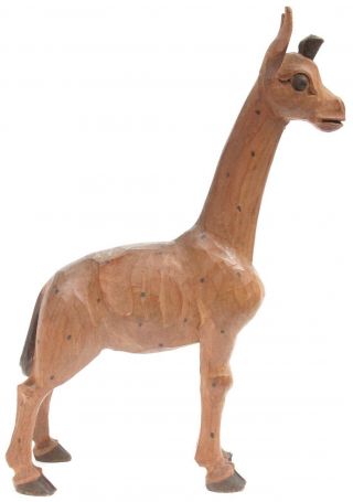 Vintage Anri ? Carved Wooden Figure Giraffe Black Forrest Carving Italy Germany