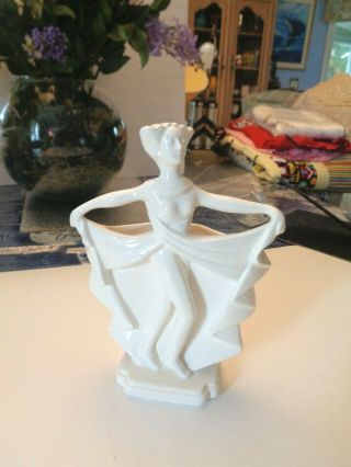 Vintage Fitz & Floyd White Art Deco Lady Figurine Planter/vase