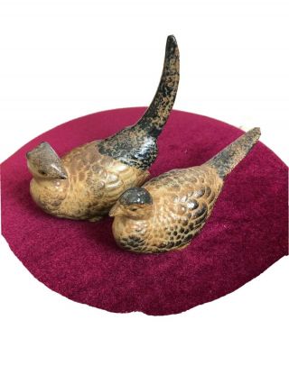 Vintage Wony Ltd Japan Ceramic Bird Quail Pheasant Figurines 5.  5” Long Set Of 2