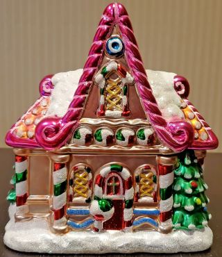 Christopher Radko 2005 2 - piece Glass Gingerbread House Candy / Cookie Jar 2